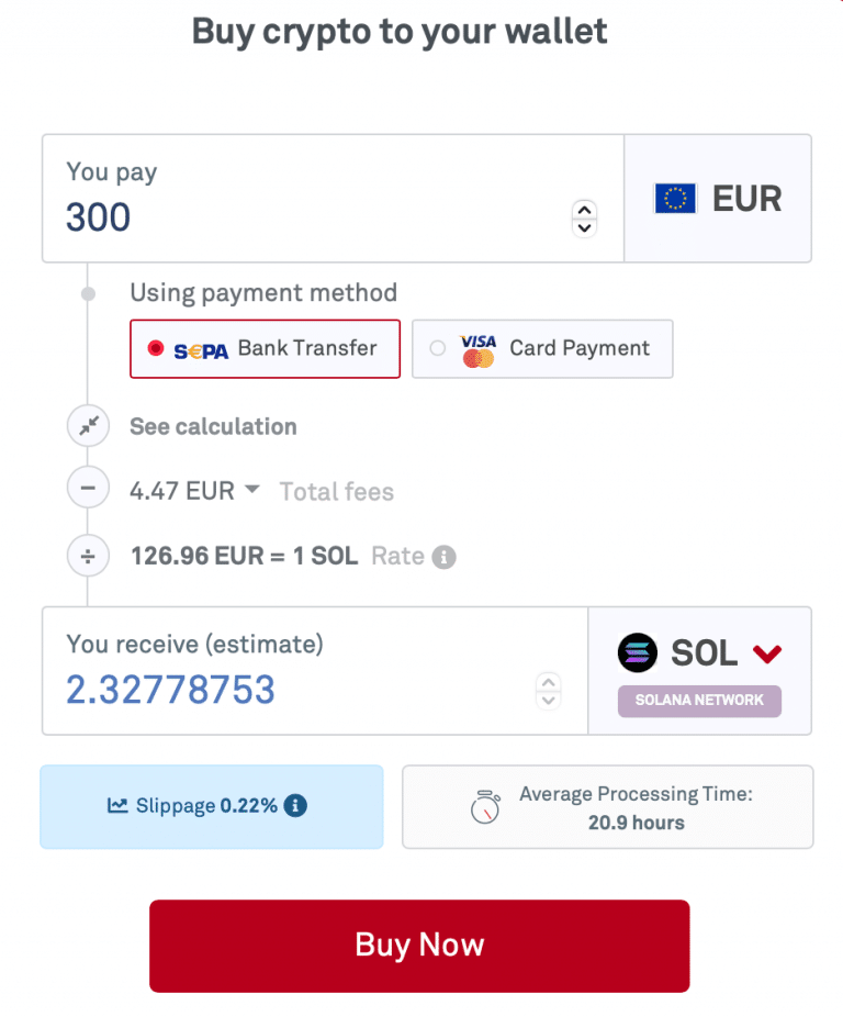 Buying cryptocurrencies with fiat on MeanFi