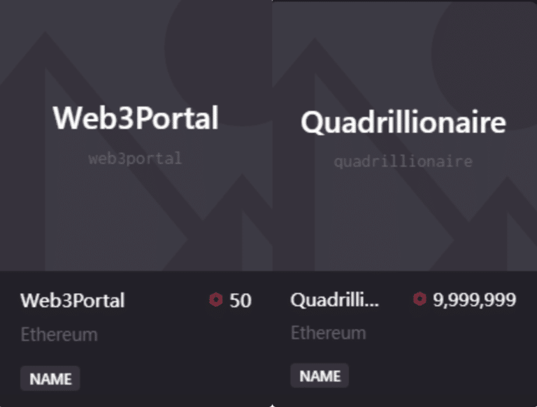 NFT décentralisée et portable : Portail Web3 et Quadrillionaire