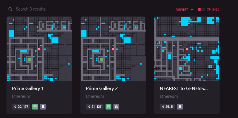 La parcelle présentée sur la page d'accueil de JJ Lin à Decentraland