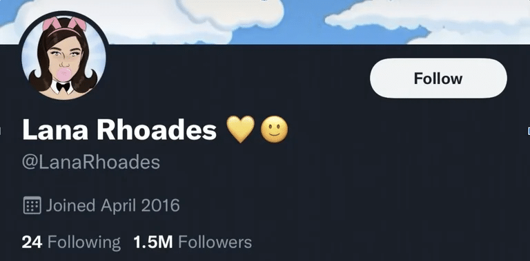 Профил на Лана Роудс в Twitter