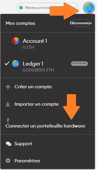 Abbildung 1: Hardware-Wallet mit MetaMask verbinden