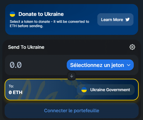 Interfaccia Swap per il portafoglio del governo ucraino (Fonte: Uniswap)