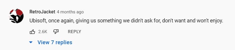 YouTube-Kommentar von Benutzer RetroJacket