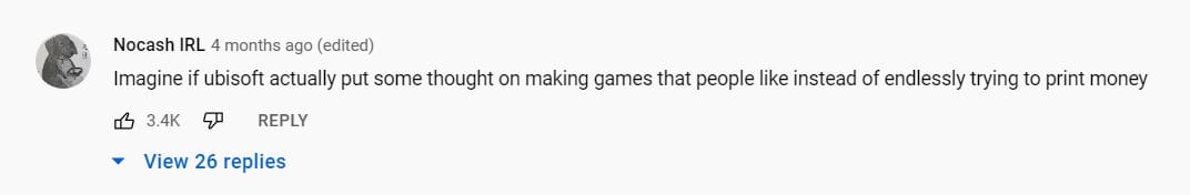 YouTube Kommentar von Benutzer Nocash IRL