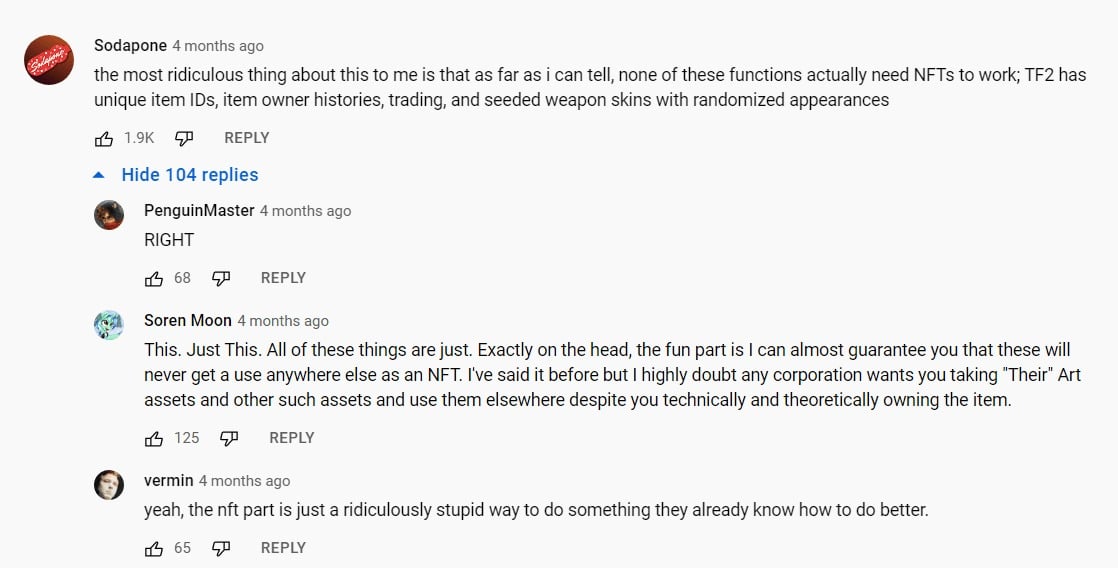 YouTube Kommentar von Benutzer Sodapone
