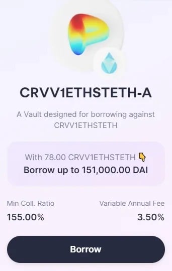 stETH-ETH LP pool on Maker.(Source: Oasis) (DAI minting tool for Maker)