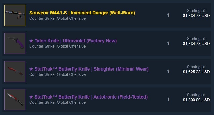 CS:GO Legendäre Skins auf dem Steam-Markt