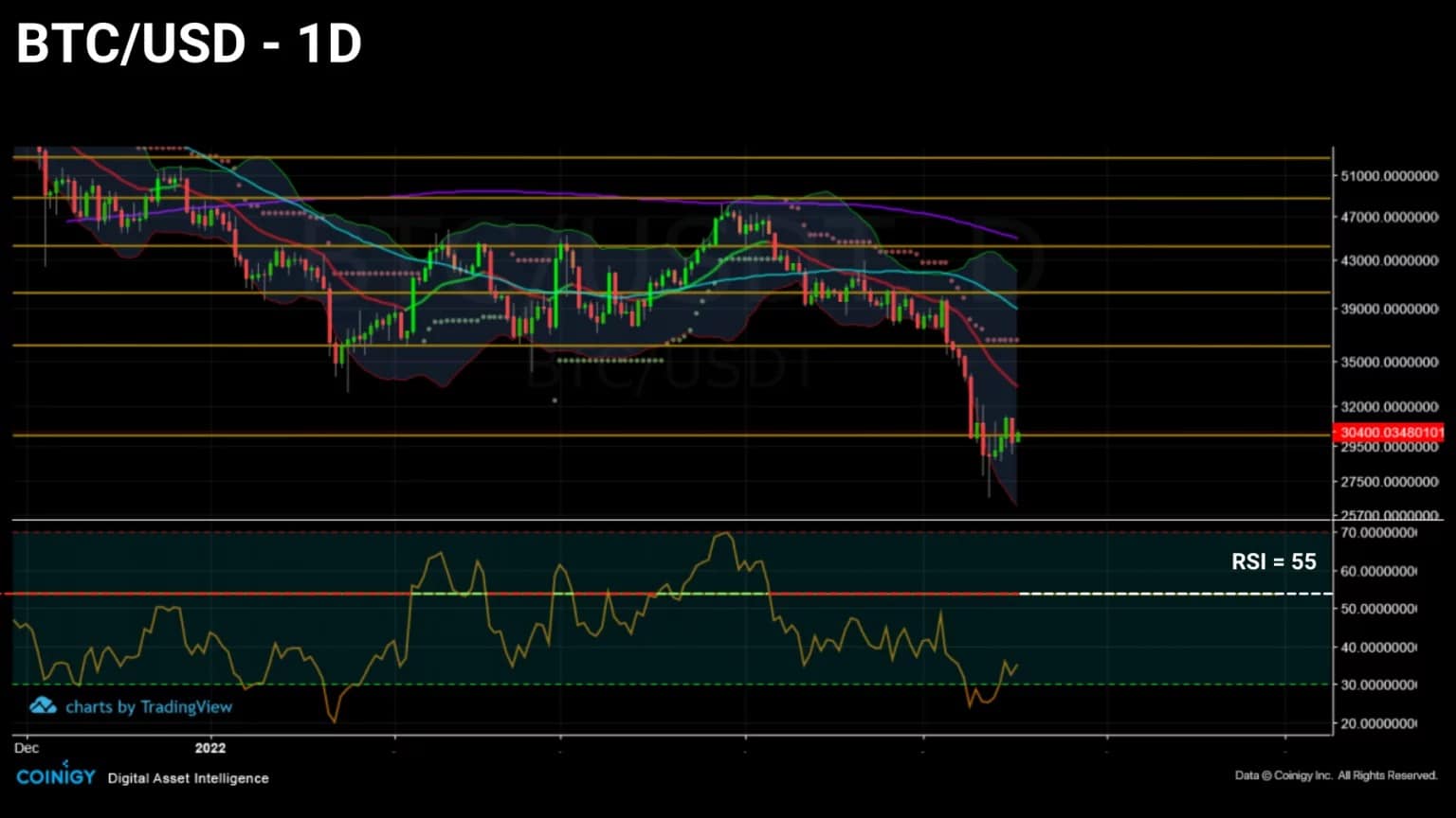 Wykres 1: Dzienna cena Bitcoin (BTC)