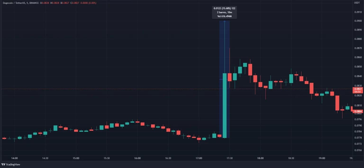Dogecoin price on the day of May 27