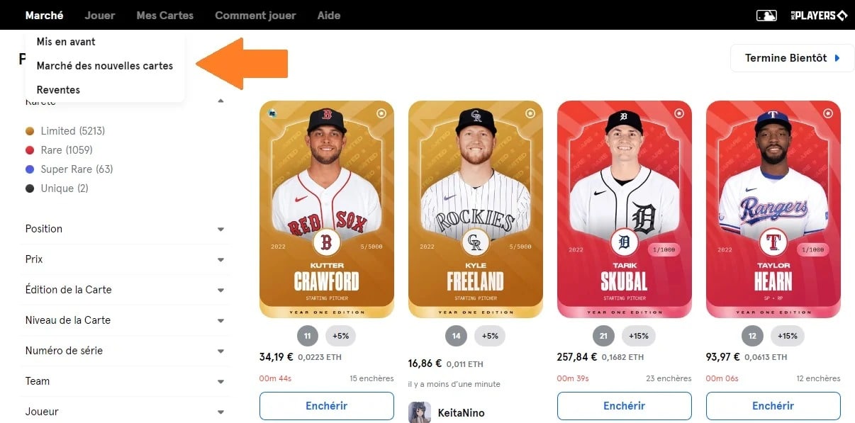 Sorare MLB Marketplace