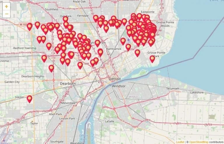 Figuur 3: RealT eigendommen in de stad Detroit