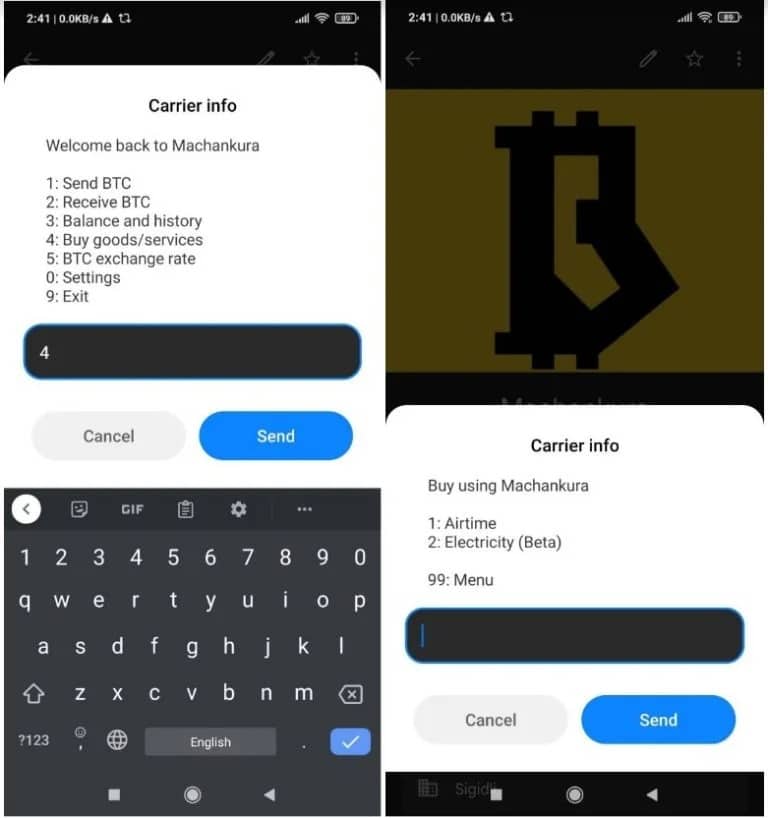 Figure 2: Buying phone credit with Machankura