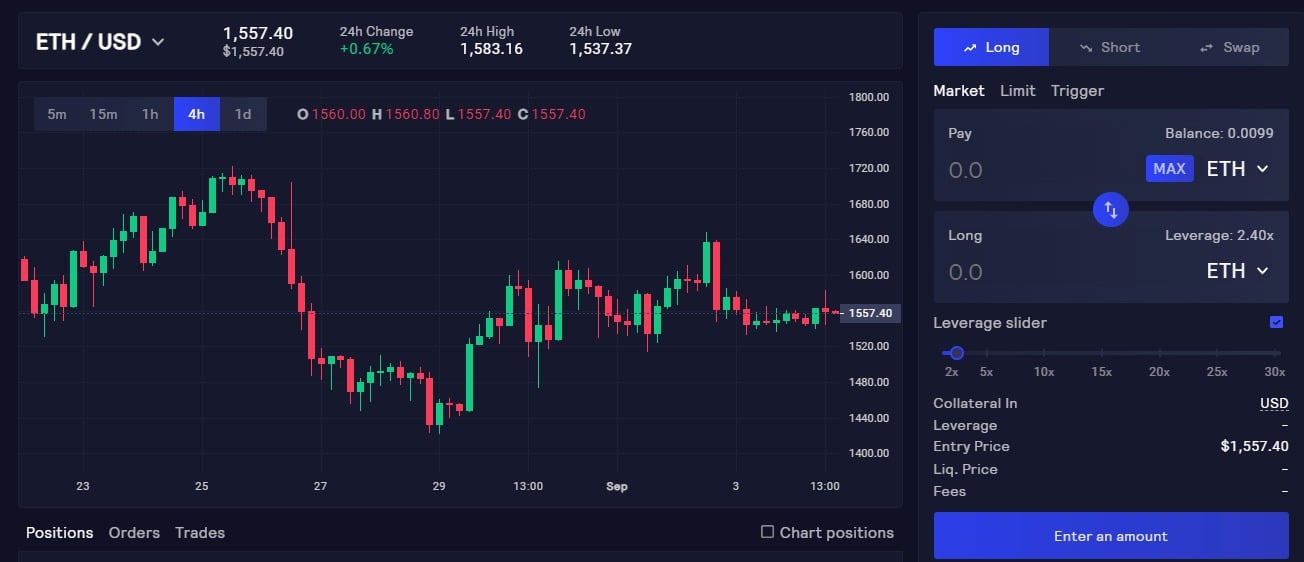 GMX Trading Page