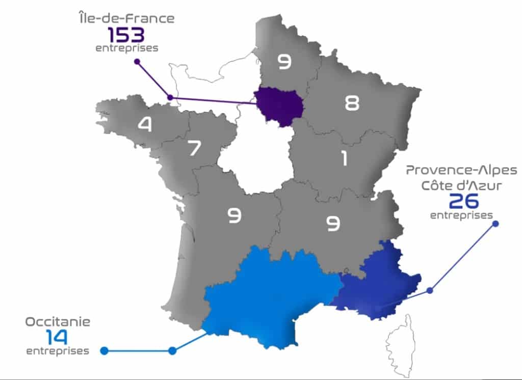 フランスにおけるブロックチェーン企業の所在地