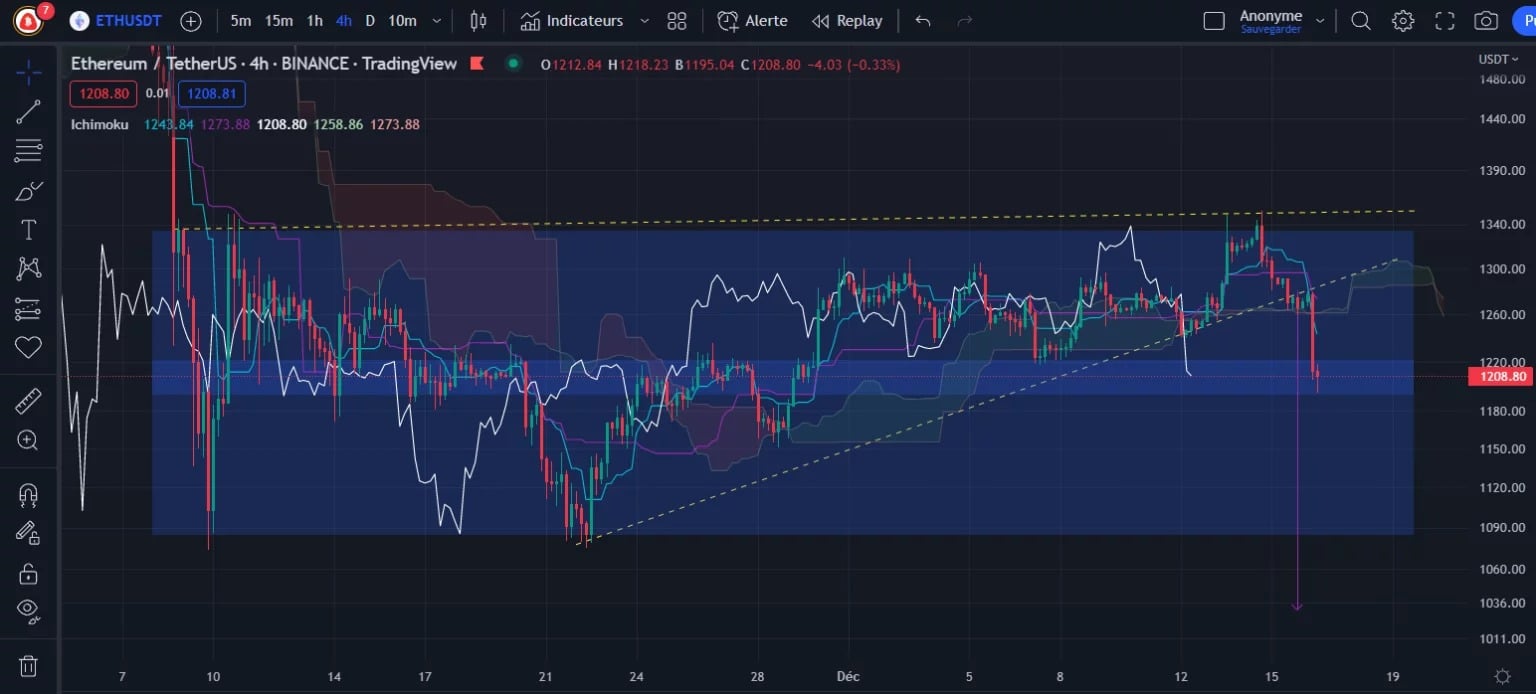 Figura 3 - Grafico del prezzo dell'Ether (giornaliero)