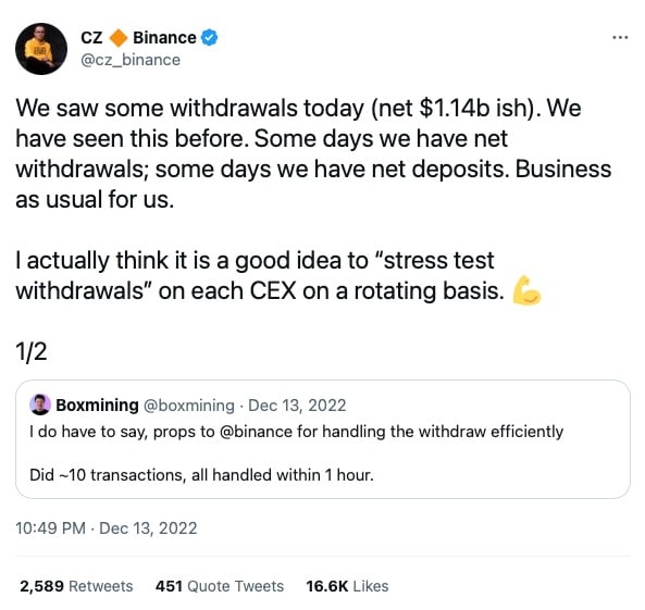 Источник: @cz_binance on Twitter.com