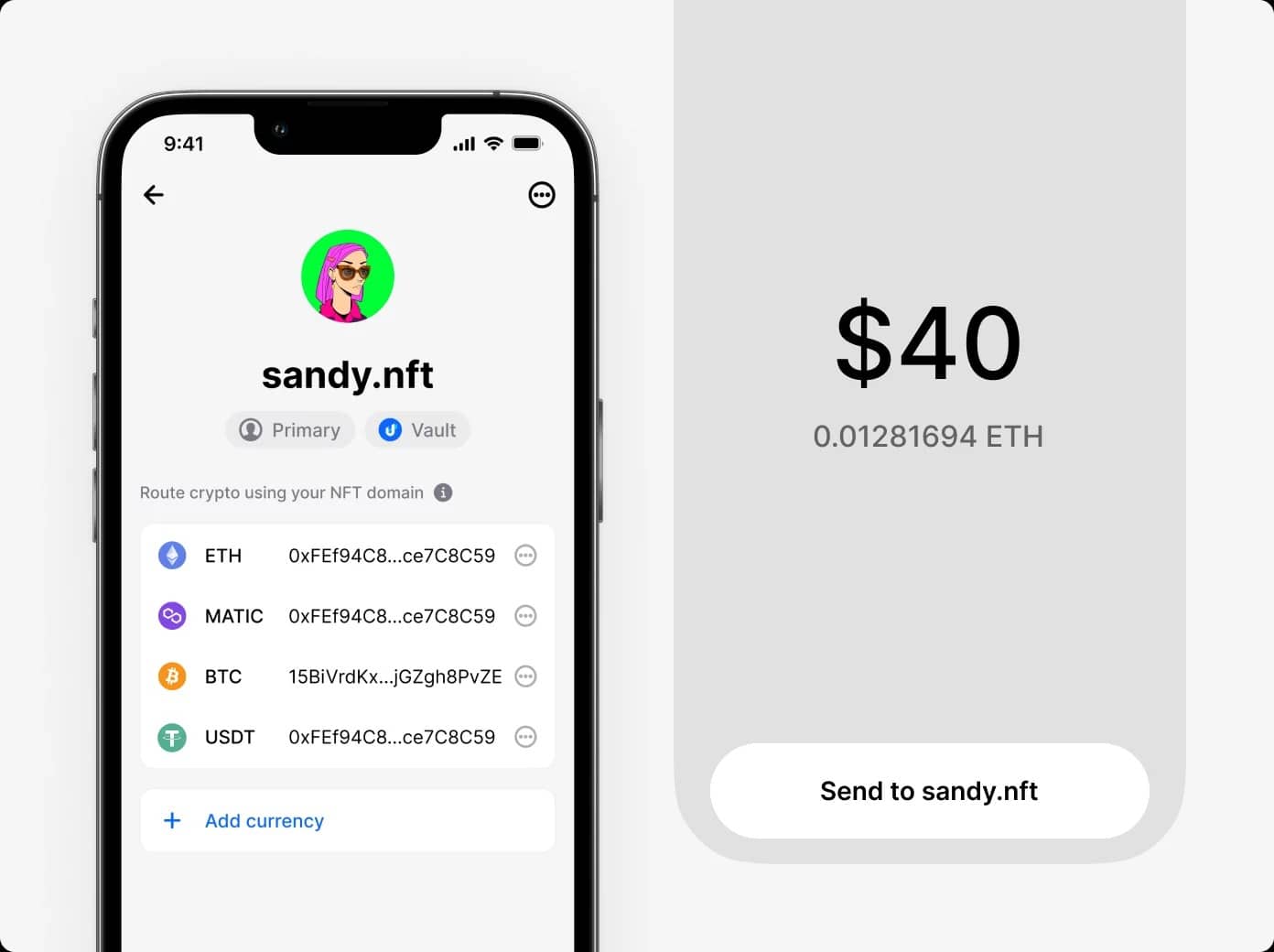 Доменное имя sandy.nft используется для легкого получения криптовалют