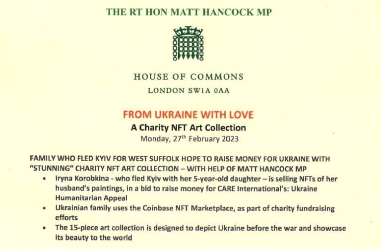 Matt Hancock NFT Press Release