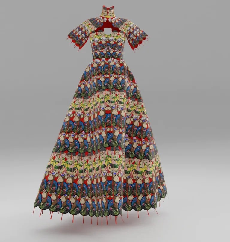 Qipao brodé BAYC Mandala de Vivienne Tam. Image : Vivienne Tam, BNV, CFDA