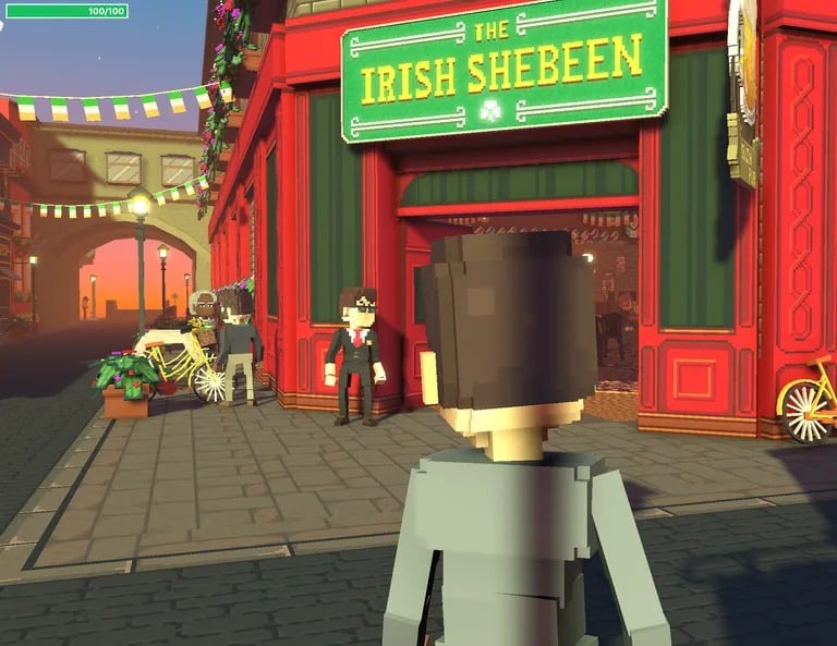 Готов за влизане в The Irish Shebeen в пясъчника.