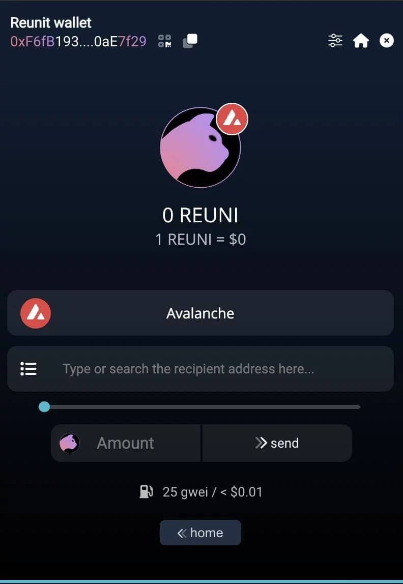 Преглед на интерфейса на портфейла Reunit