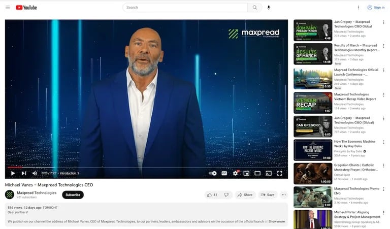 一张截图显示Maxpread所谓的假的、AI生成的CEO。图片: California DFPI