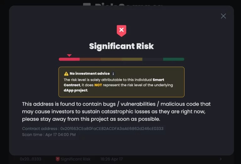 Example of using the NBB Chain's DappBay scanner