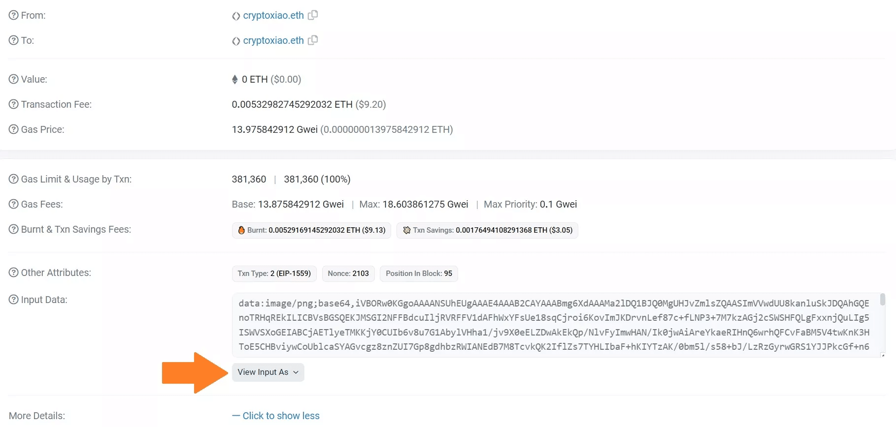 Figure 1 - Example of a registration on Ethereum
