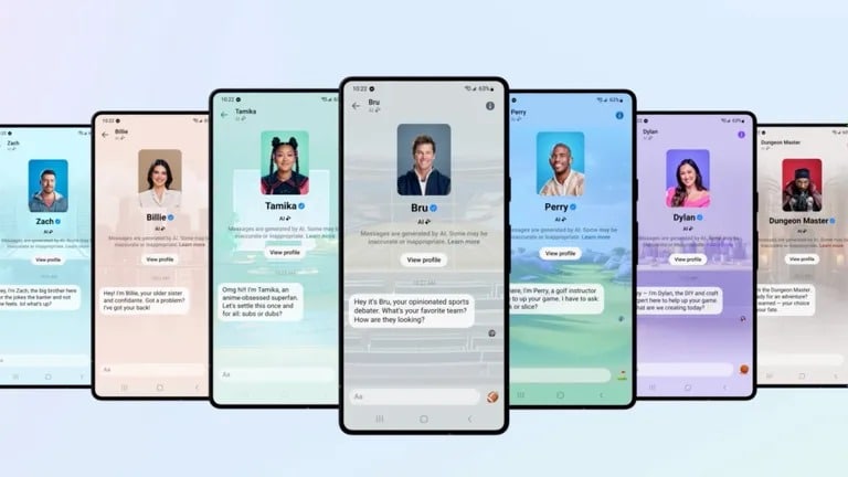 Meta presentó chatbots con personajes de IA modelados a partir de celebridades como Tom Brady y Naomi Osaka. Imagen: Meta