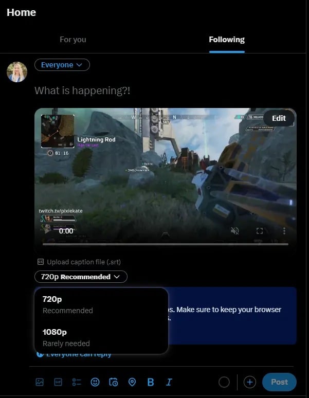 Twitter по-прежнему утверждает, что видео 1080p