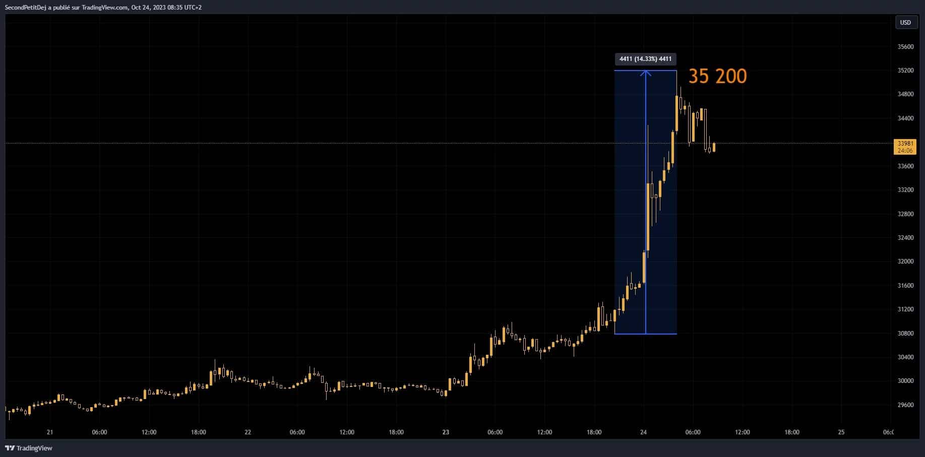 Динамика цены биткоина (BTCUSD)