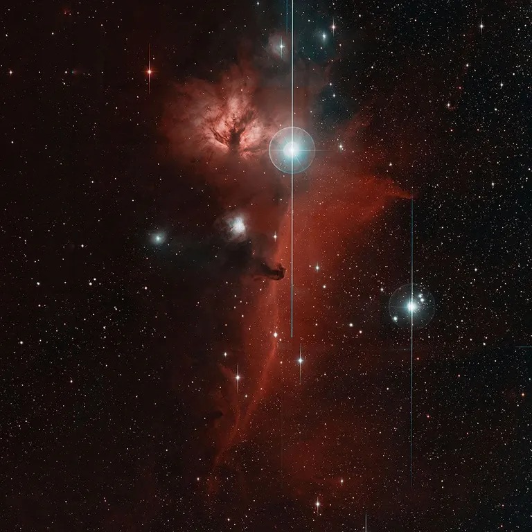 The Horsehead Nebula can be seen in this