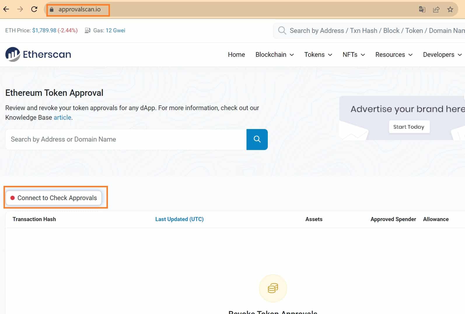 Figure 3 - Fake Etherscan site leading to the connection of a Web wallet3