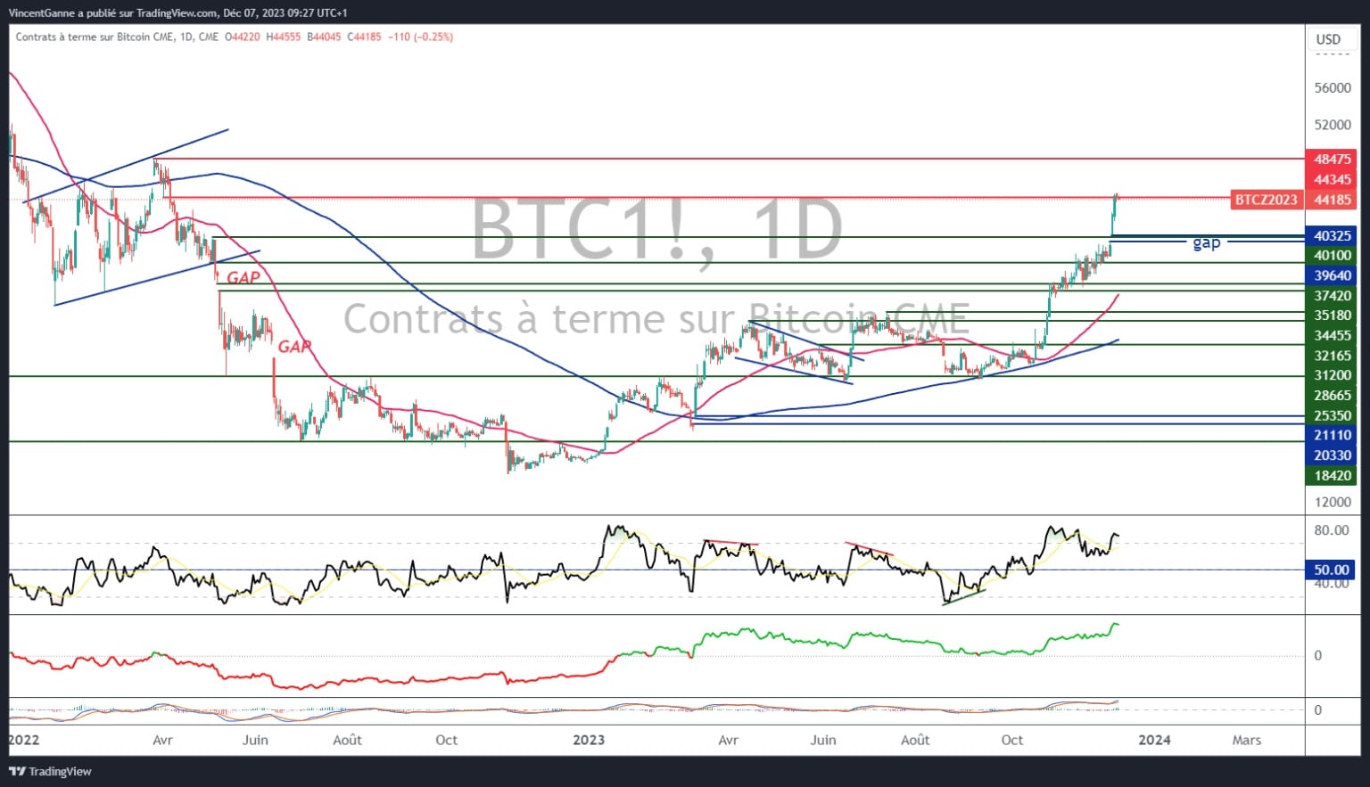 Chart showing daily Japanese candlestick bitcoin price