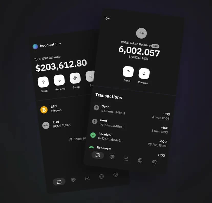 Поддръжка на Runes в портфейла Xverse. Изображение: Xverse