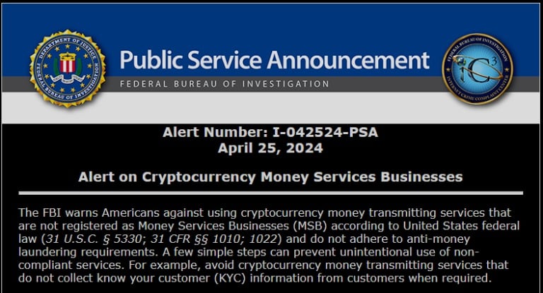 Excerpt from the press release issued by the FBI