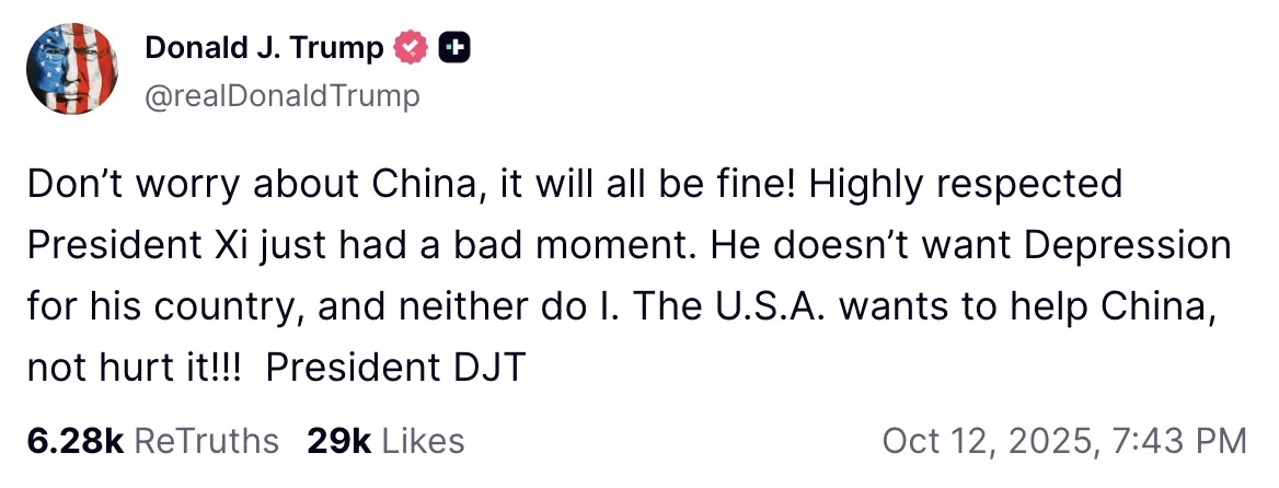 Publicação de Donald Trump
