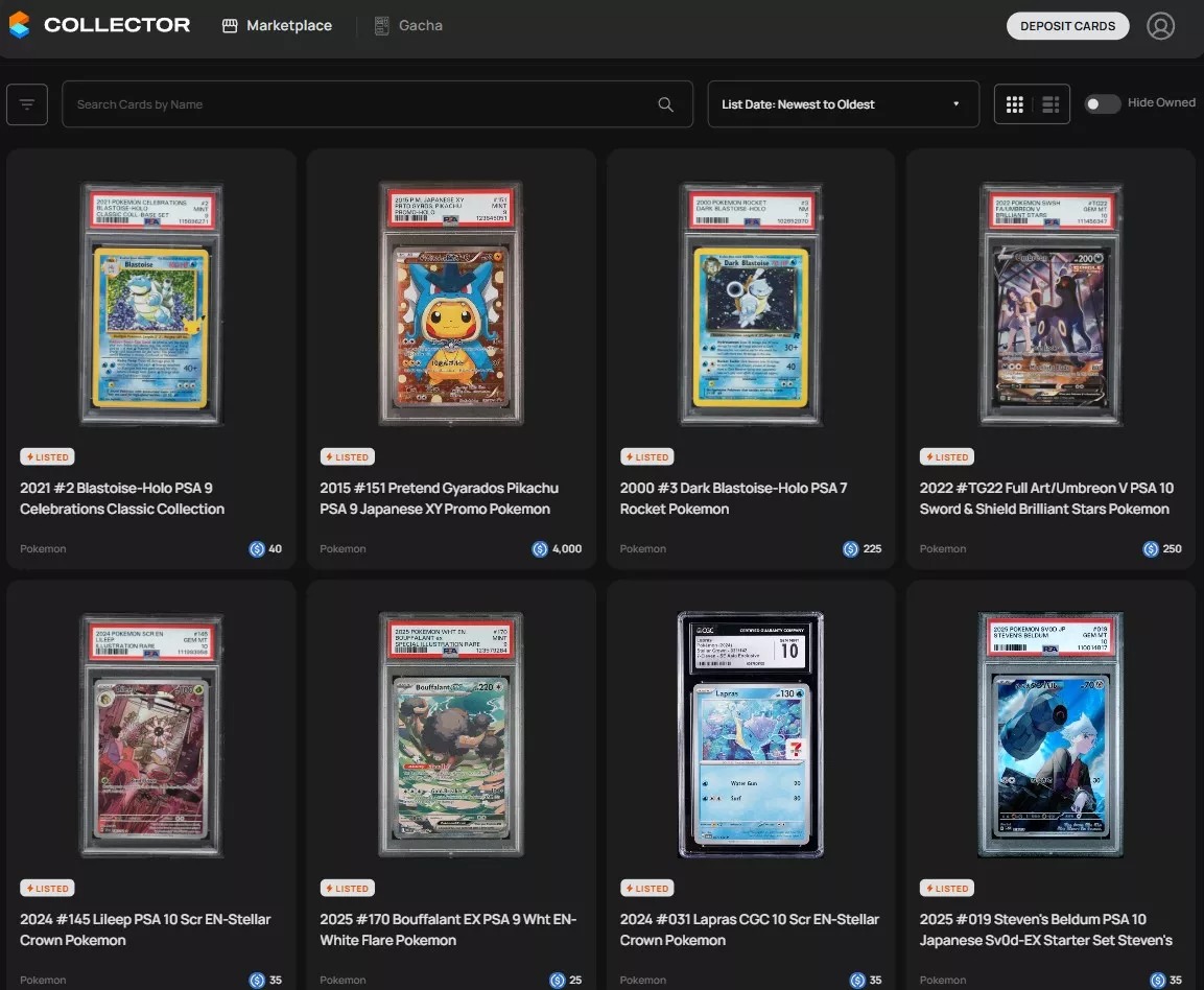 Anteprima del marketplace di Collector Crypt