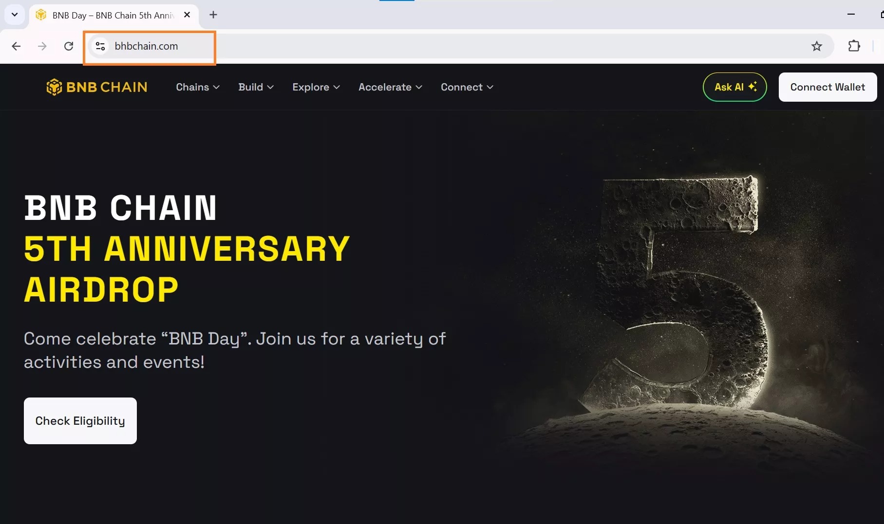 Sitio web falso de BNB Chain