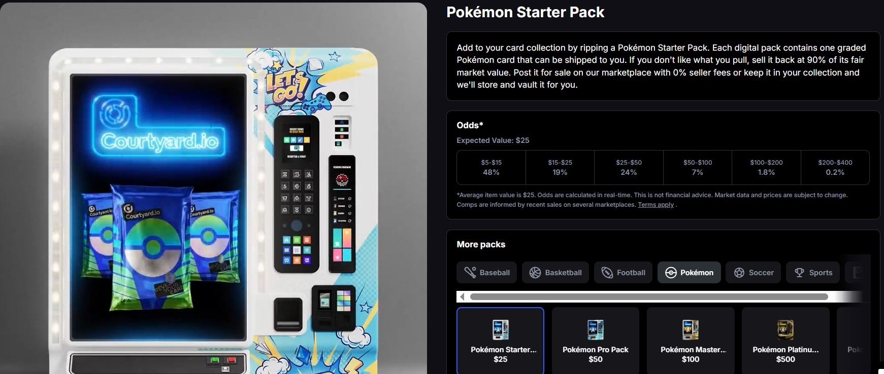 Distributore casuale di carte Pokémon di Courtyard