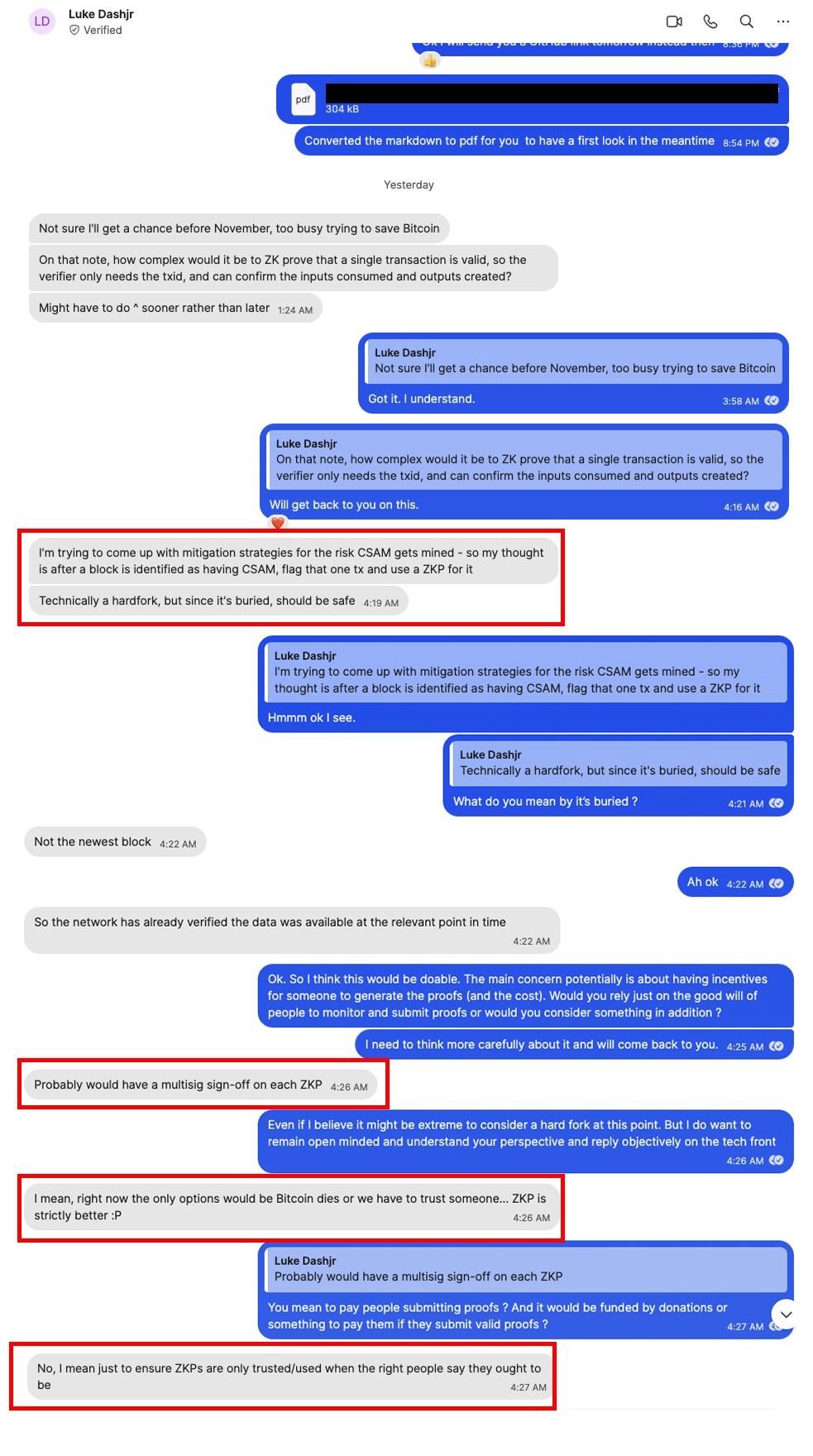 Extracto de los mensajes filtrados de Luke Dashjr