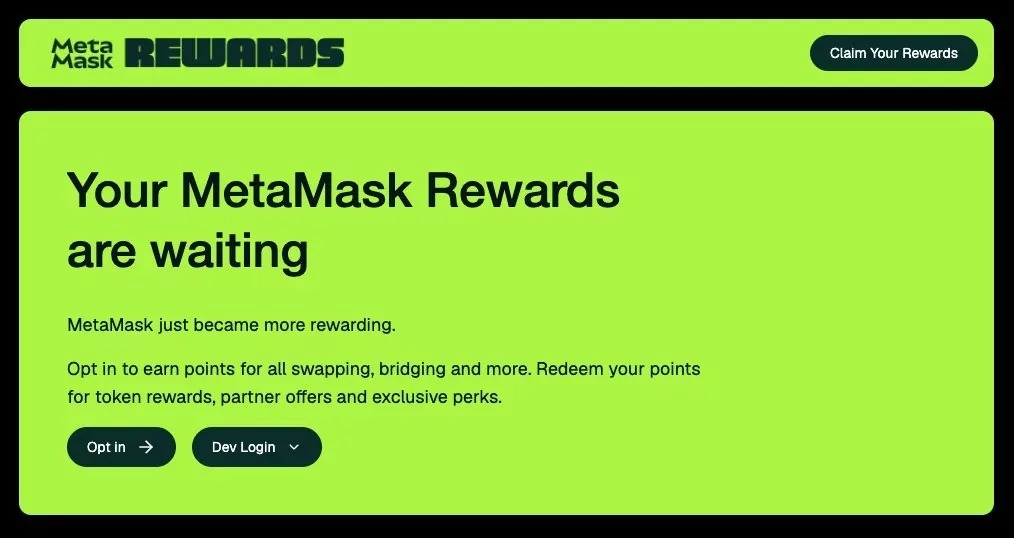 Página de recompensas de MetaMask que circula por la red X