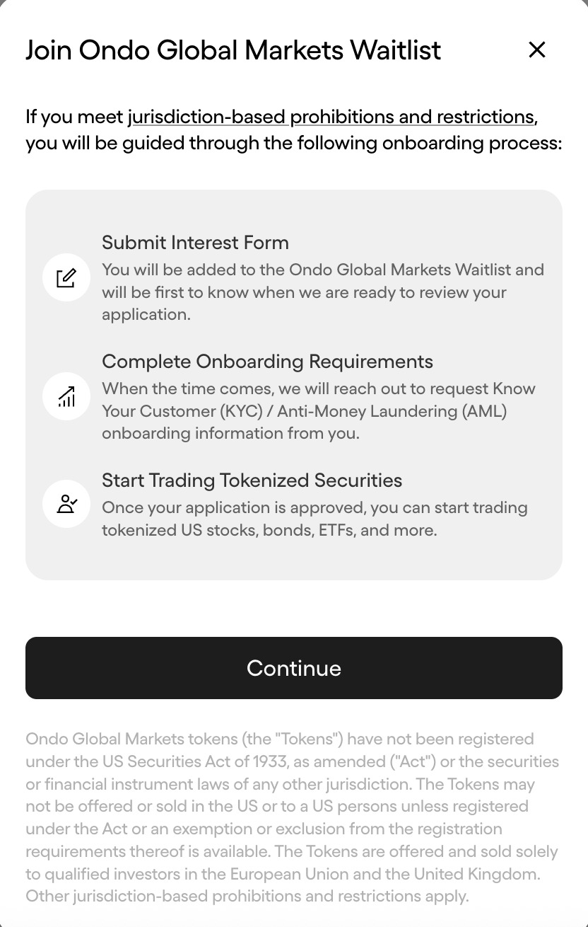 Ondo Global Markets waitlist form