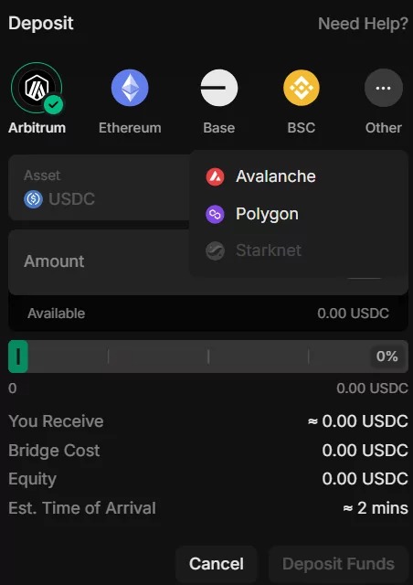 Weergave van de wallet en configuratie op Extended